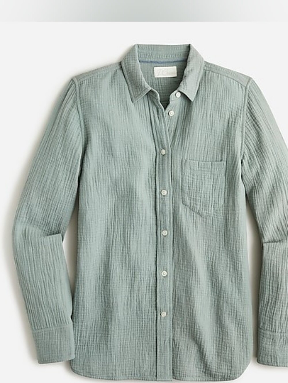 J. Crew Classic Cotton Gauze Double Layer Button Up Shirt Muted Aqua Women's 16